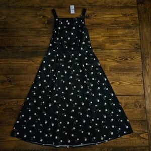 Ann Taylor Factory Black Floral Midi Dress Size 0 NWT 100% Cotton Fit & Flare